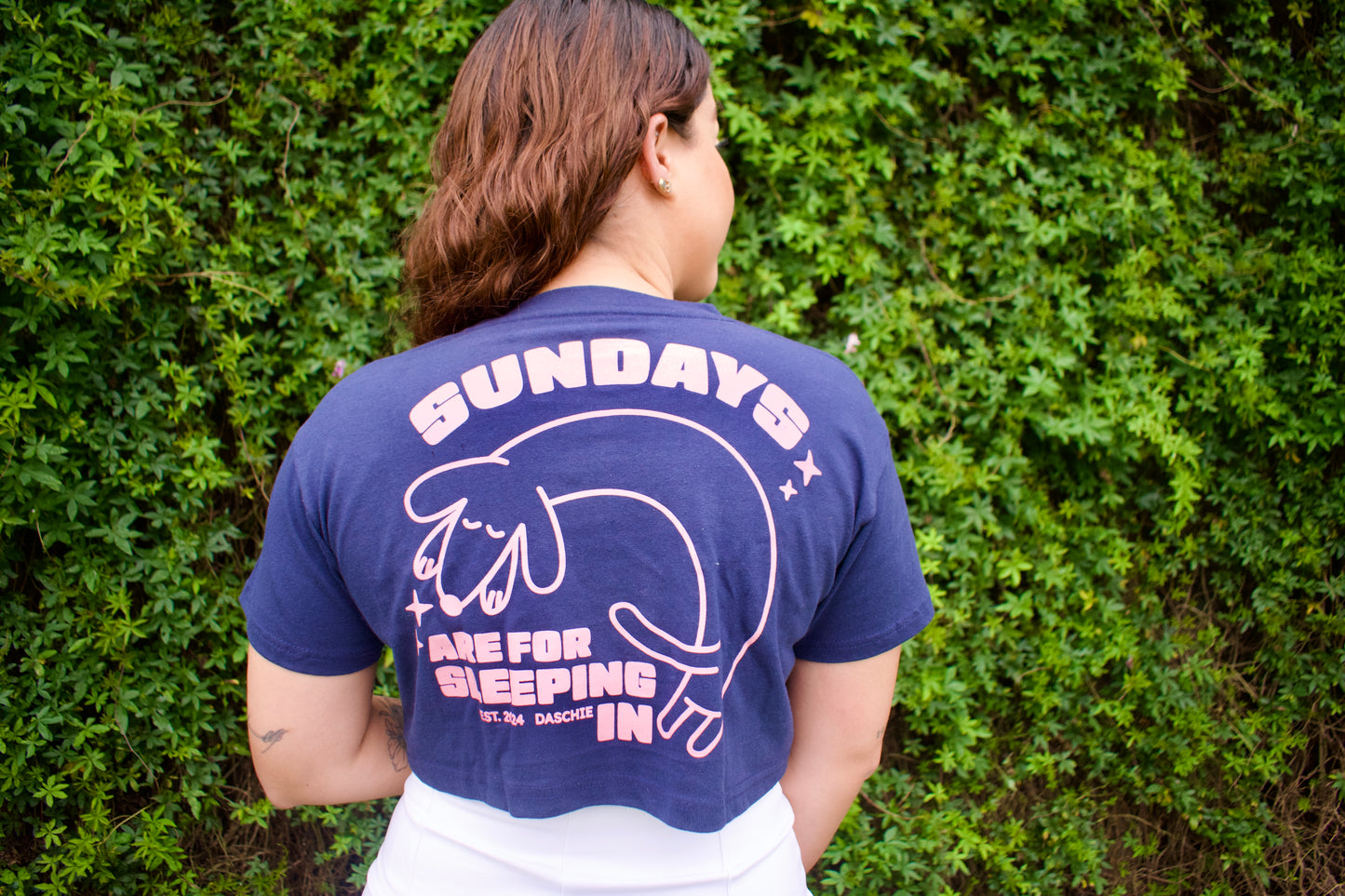 Sundays Are For Sleeping In - Azul CROPTOP